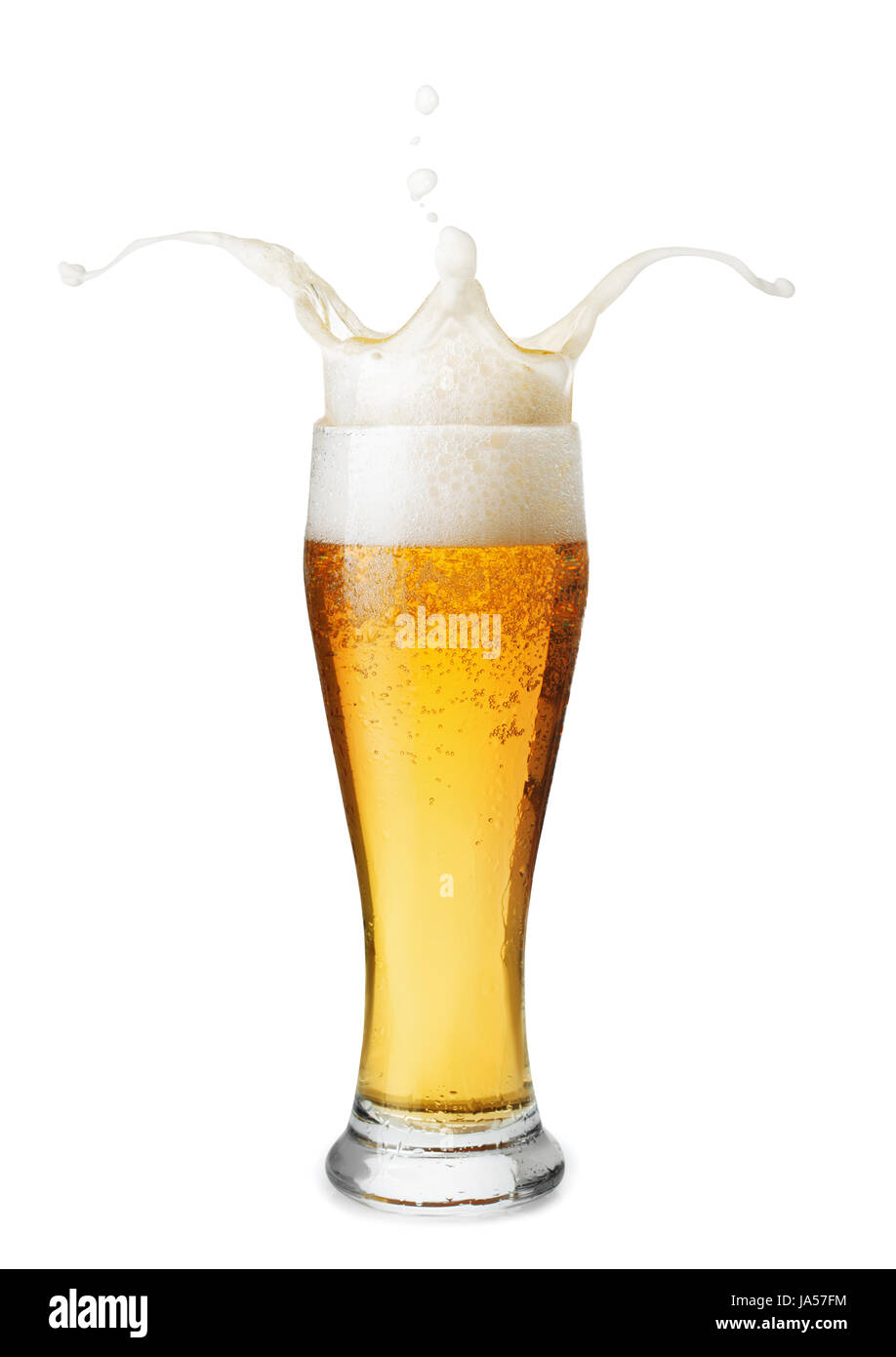 Verre de bière avec splash Banque D'Images
