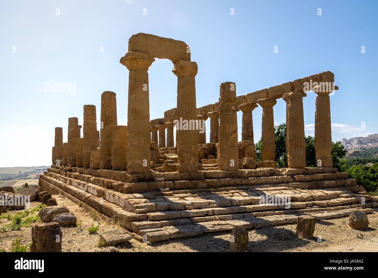 Temple de Junon dans la Vallée des Temples - Agrigente, Sicile, Italie Banque D'Images