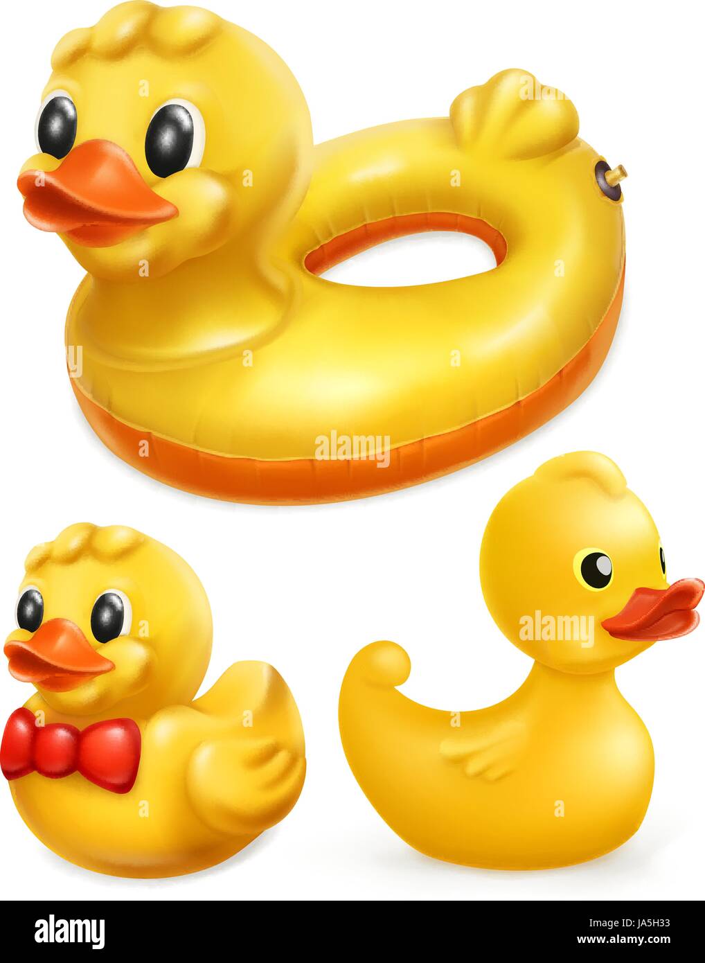 Canards en caoutchouc, 3d vector icon set Illustration de Vecteur