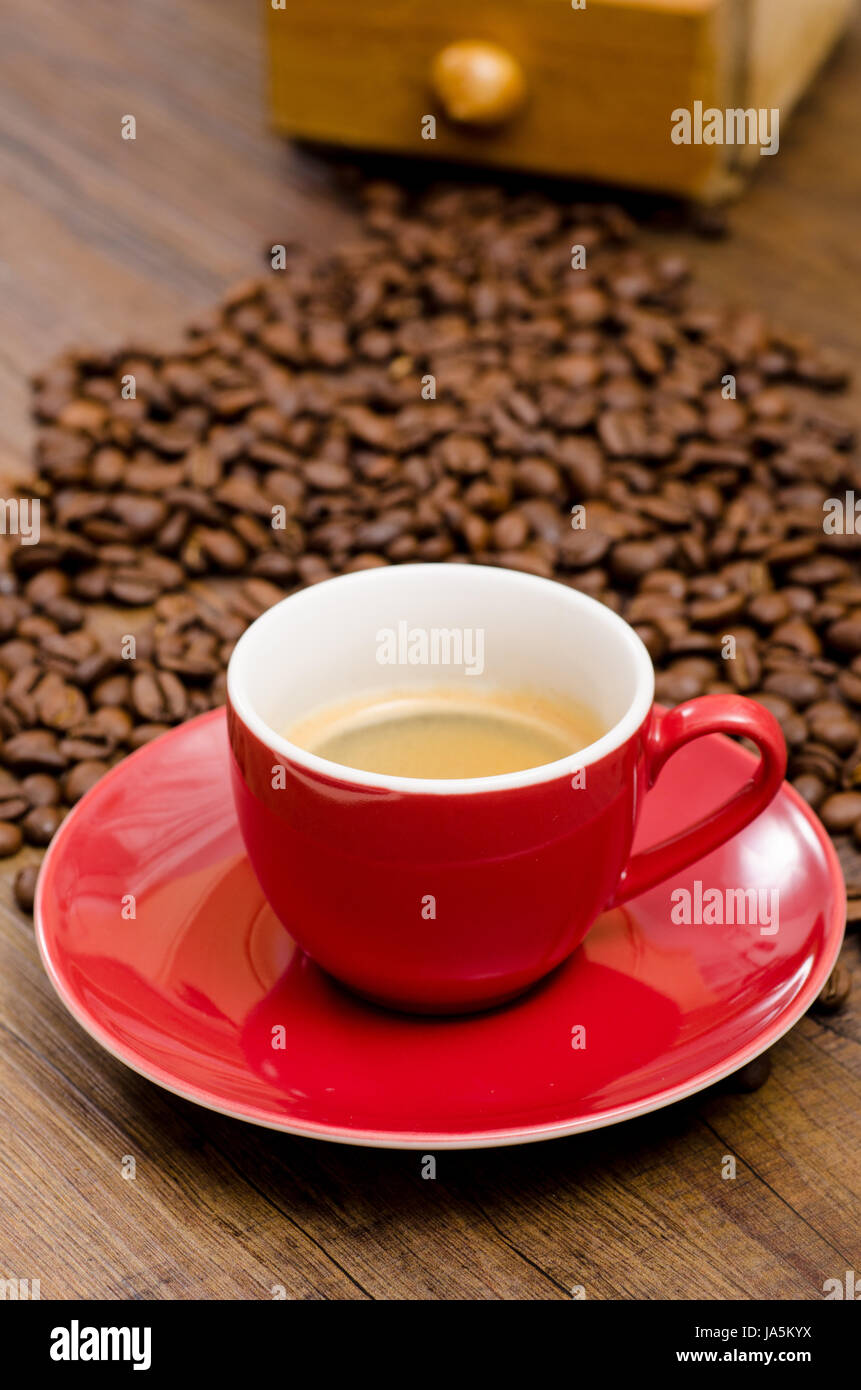 Tasse à café expresso avec rouge Banque D'Images