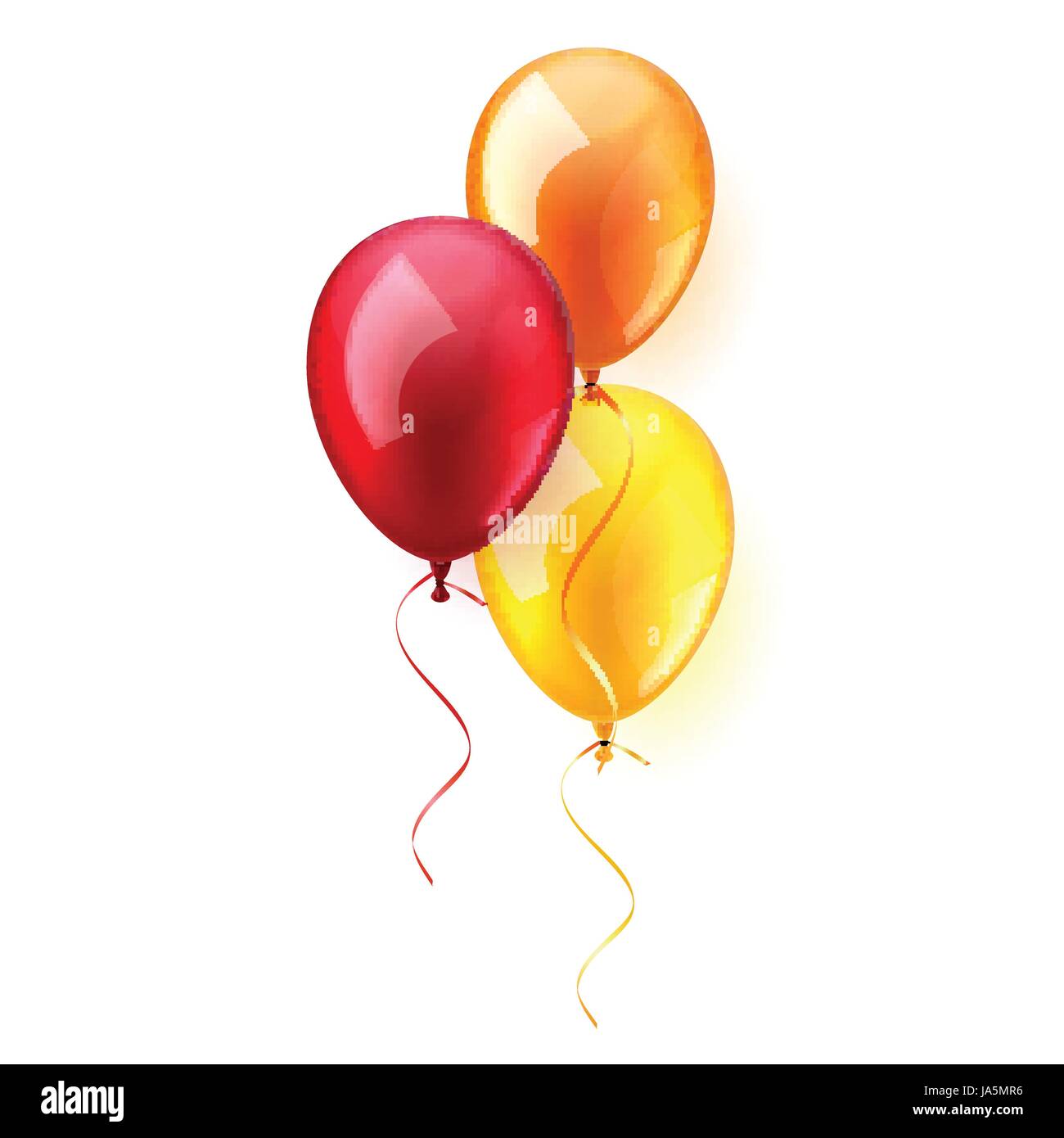 Brillant coloré réaliste isolés voler en montgolfière. Fête d'anniversaire. Ribbon.Célébration. Mariage ou anniversaire.Vector Illustration. Illustration de Vecteur