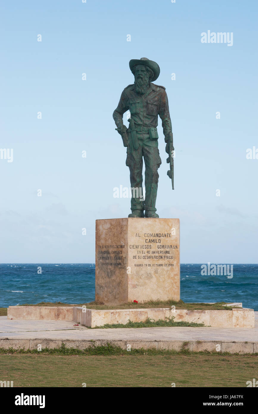 Statue de Camilo Cienfuegos à Gibara Banque D'Images
