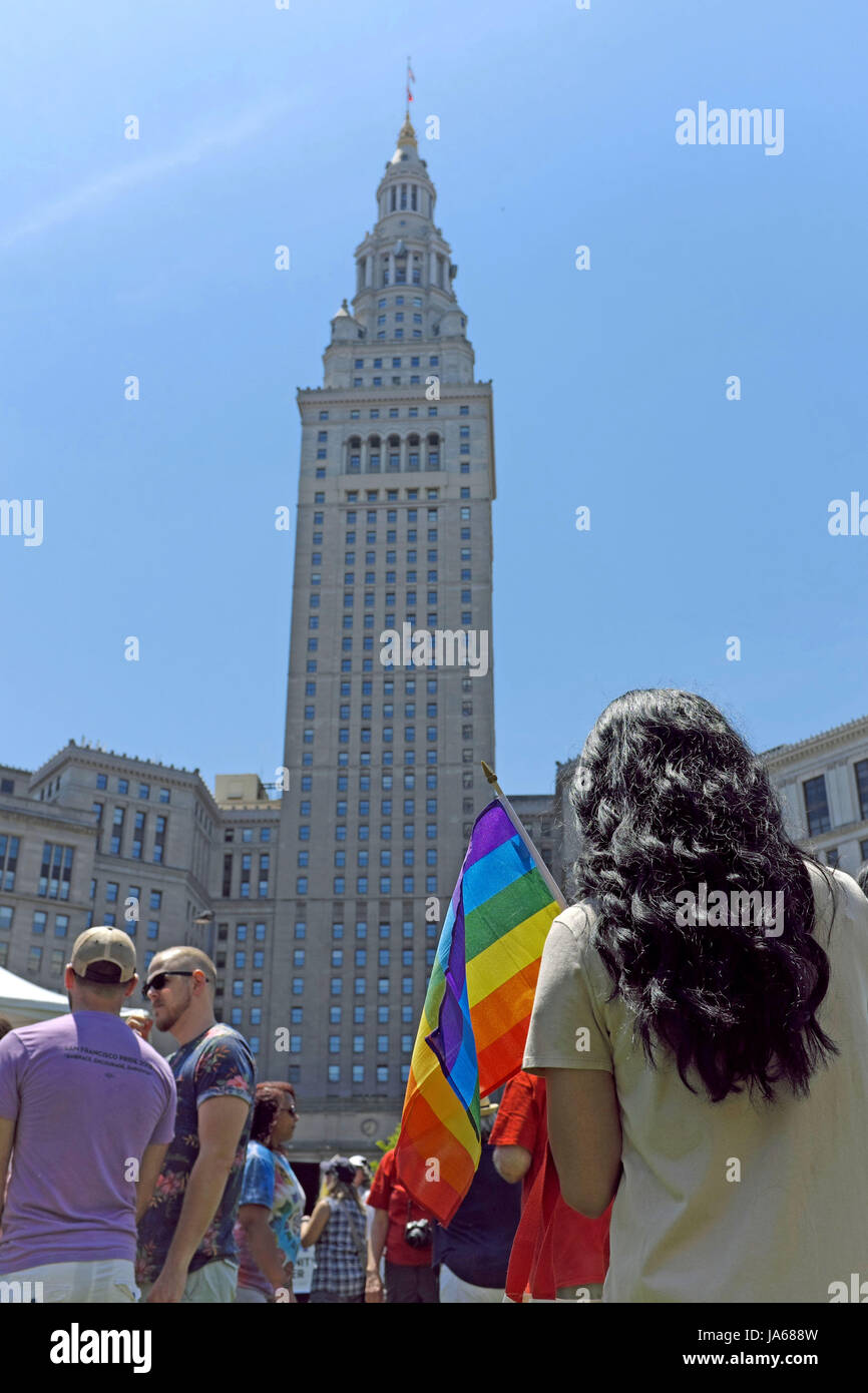 La célébration de la fierté LGBT au centre-ville de Cleveland, Ohio, États-Unis le 3 juin 2017. Banque D'Images