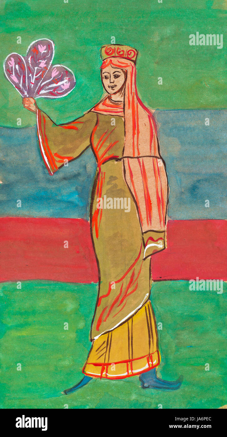 Femme, historique, l'art, culture, mode, dame, antique, peinture, Banque D'Images