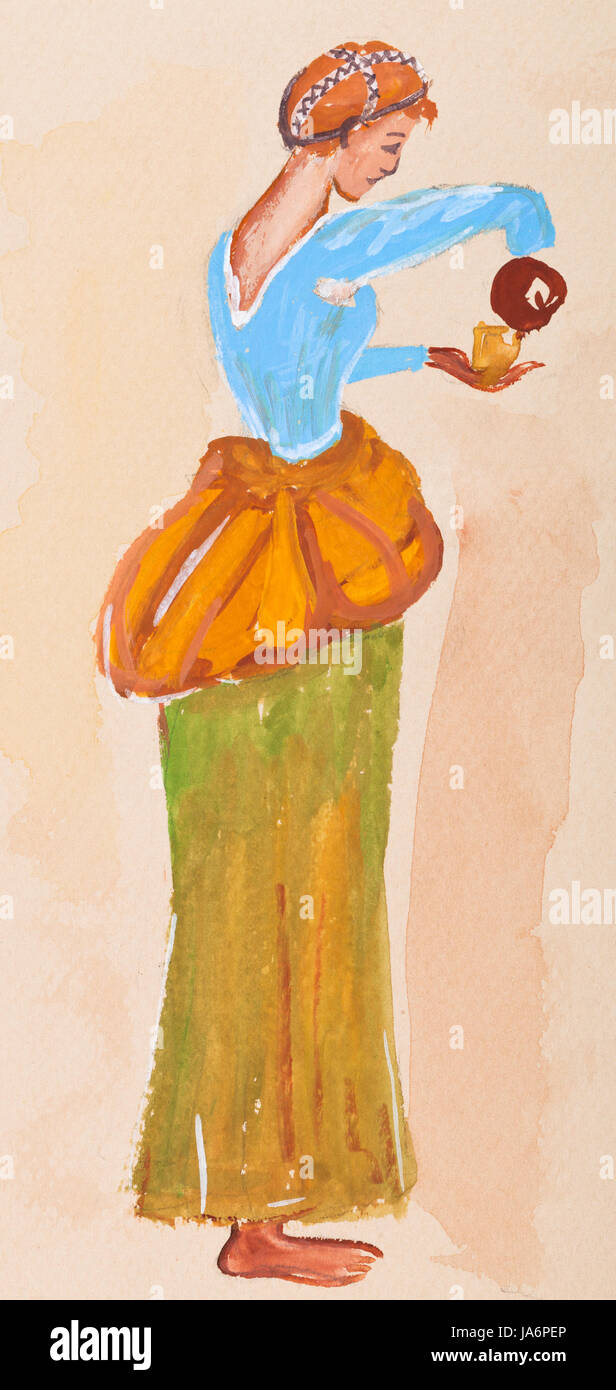 Femme, historique, l'art, culture, mode, dame, femme, antique, peinture, Banque D'Images