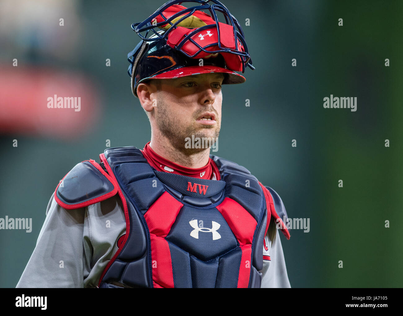 23 août 2017 : Washington Nationals catcher Matt Wieters (32) avant un match entre les Astros de Houston et les Nationals de Washington au Minute Maid Park de Houston, TX. Les Astros a gagné le match 6-1...Trask Smith/CSM Banque D'Images