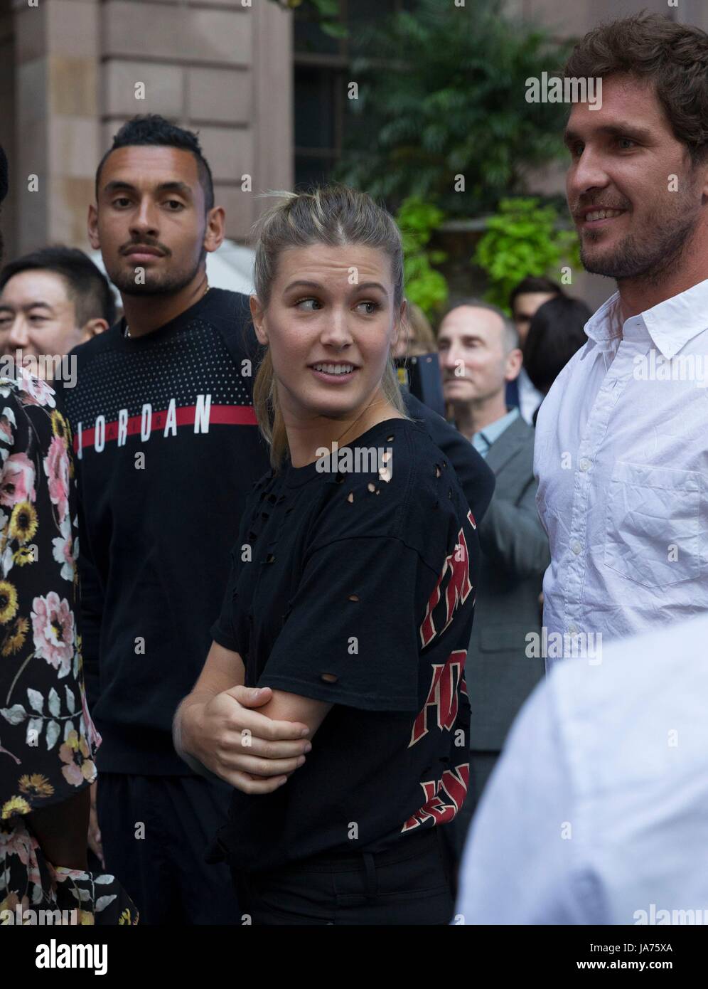 New York, USA. Août 24, 2017. Nick Kyrgios, Eugenie Bouchard, Misha Zverev lors d'une apparition publique pour Lotte New York Palace sur invitation de Tennis, Lotte New York Palace, New York, NY 24 août 2017. Photo par : Lev Radin/Everett Collection Crédit : Everett Collection Inc/Alamy Live News Banque D'Images