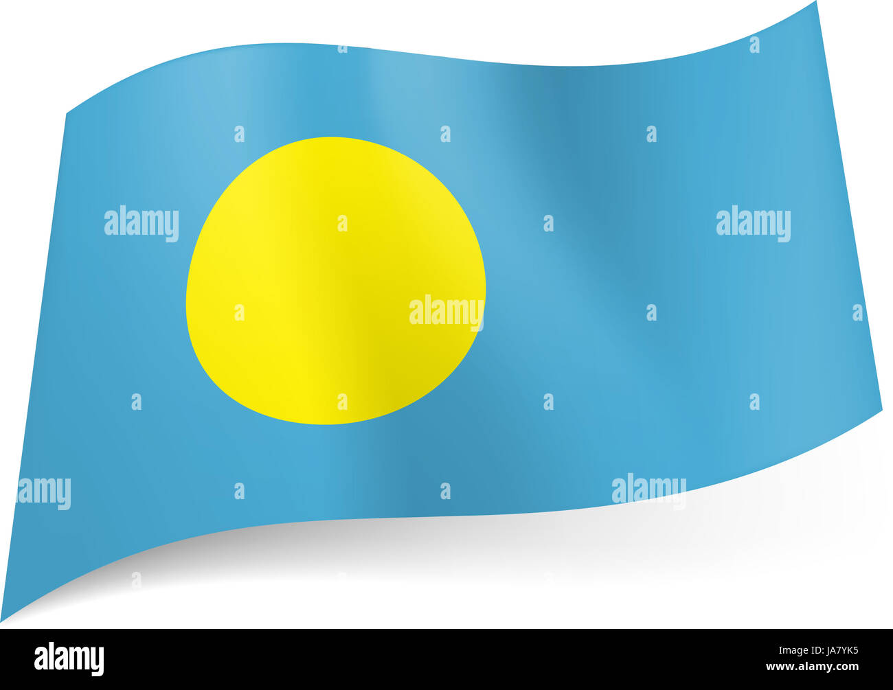 Drapeau Bleu Clair Et Jaune Drapeau national de Palau : cercle jaune sur fond bleu Photo Stock - Alamy