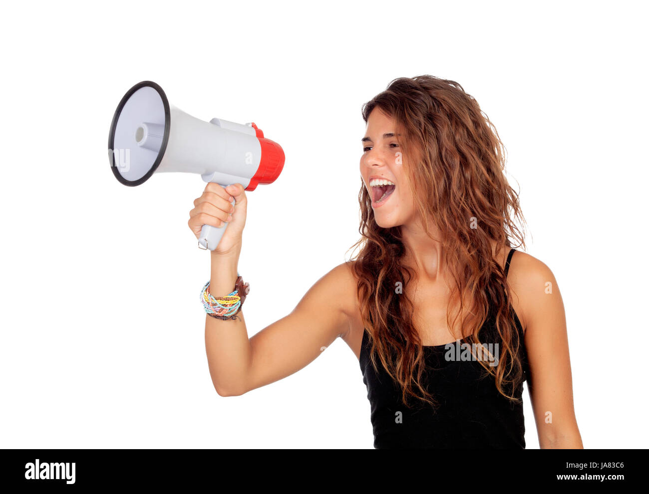 Femme, parler, parler, parle, parle, parle, parle, chat, jocrisses, humains, Banque D'Images