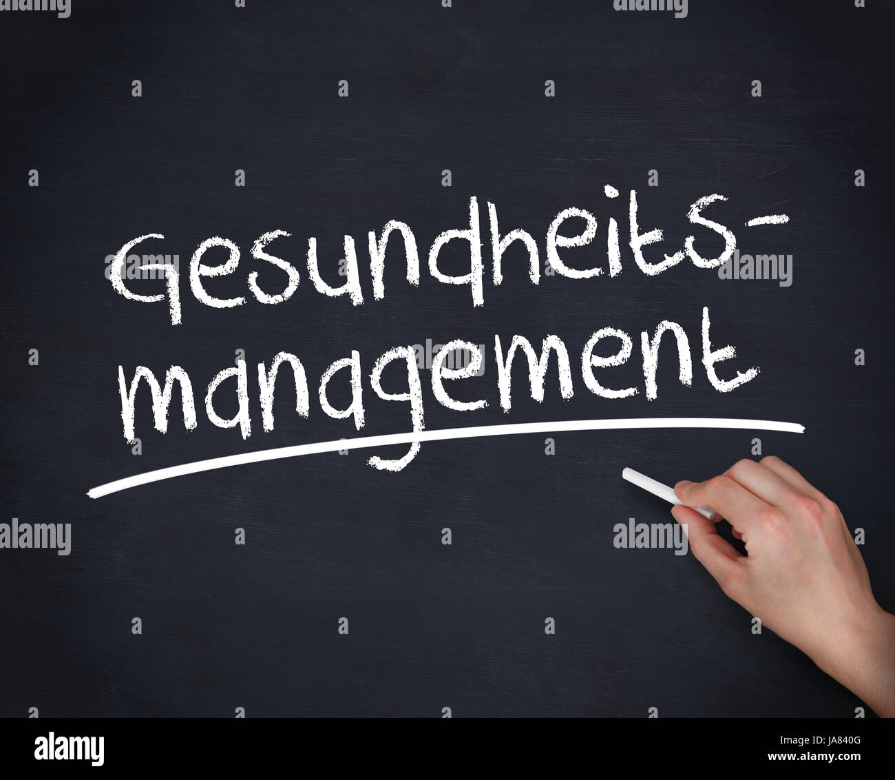 Mots allemands écrit à la main sur un tableau de gestion maler Banque D'Images