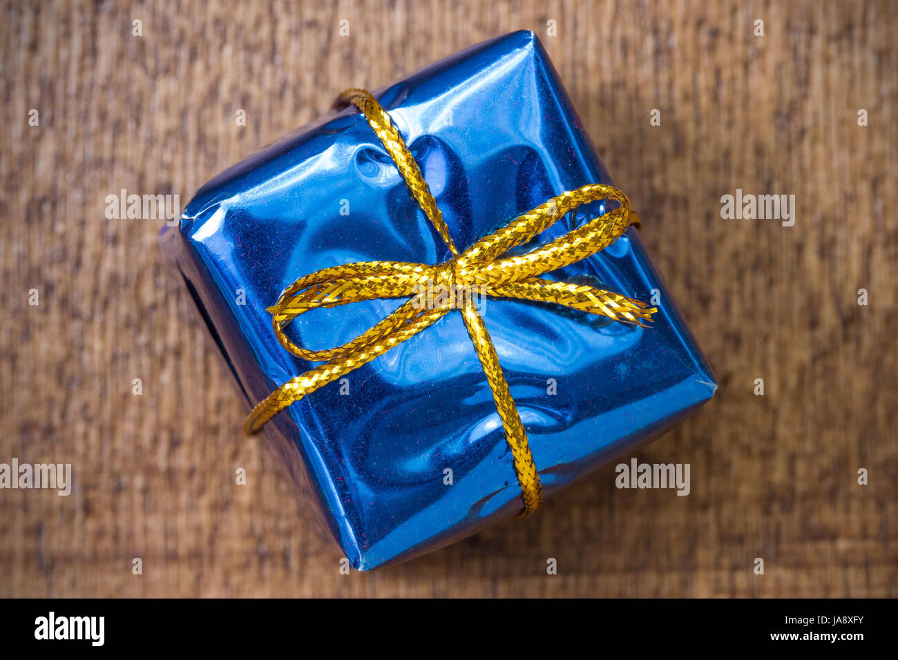Bleu, présent, objet, maison de vacances, bois, fête, Fête, cadeau, événement, Banque D'Images