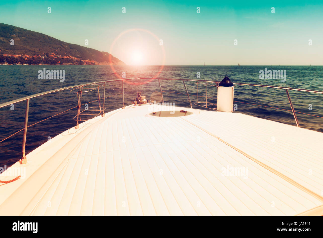 Coucher de soleil depuis le yacht Banque D'Images