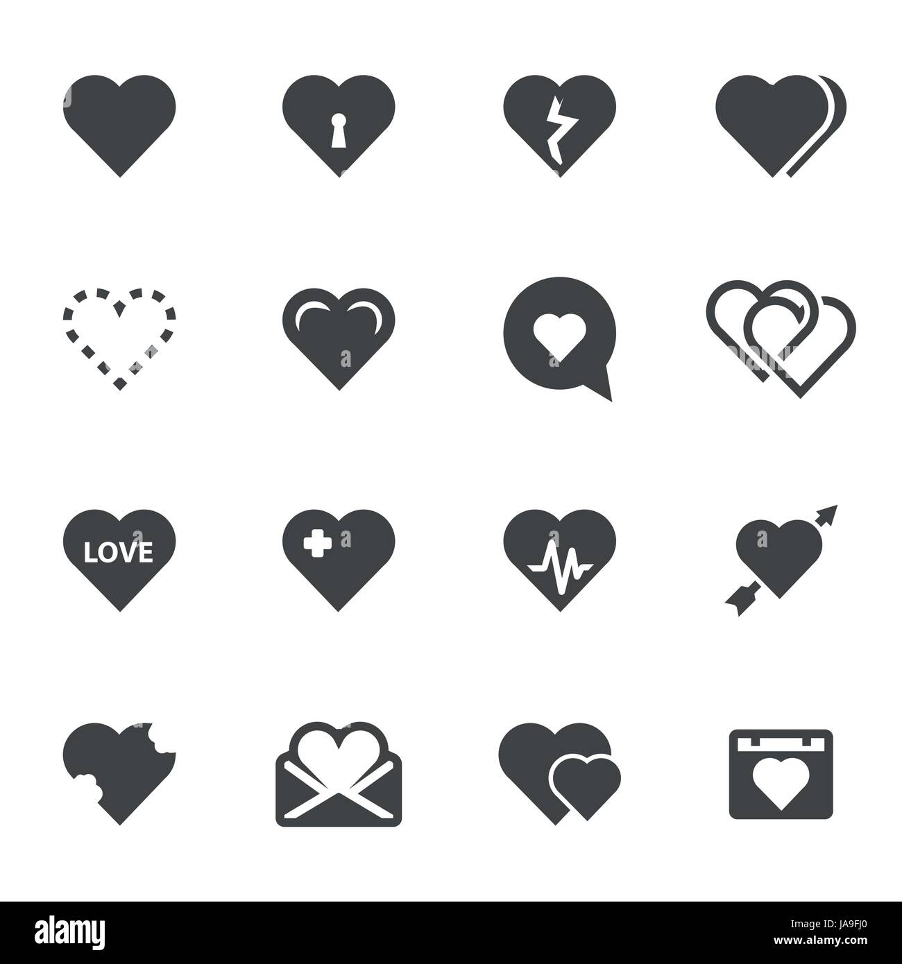 Black heart Vector icons set Illustration de Vecteur