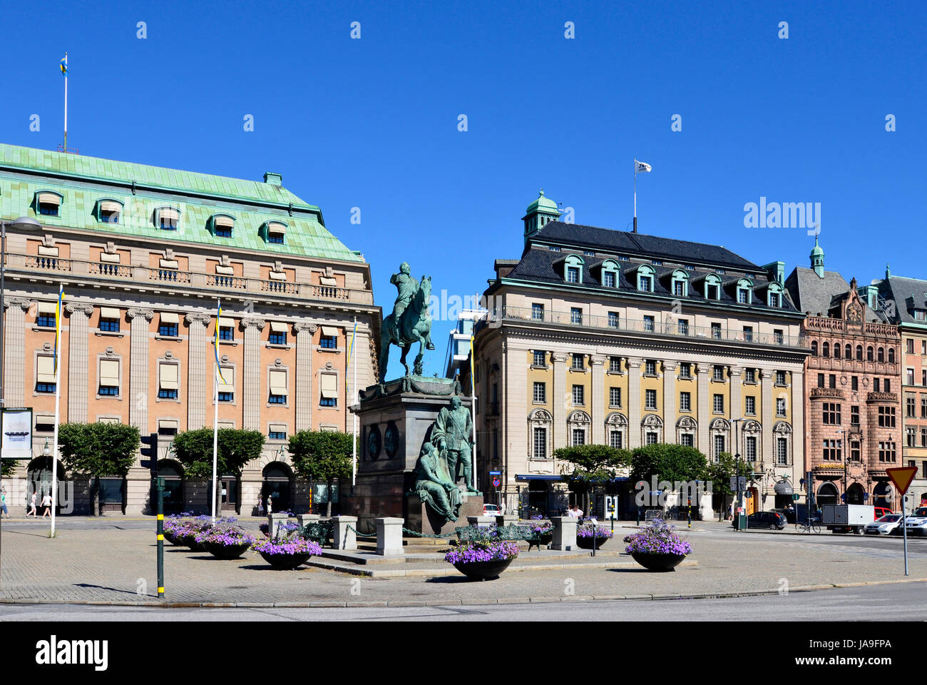 Gustave II Adolphe monument à la Gustav Adolfs Torg Banque D'Images