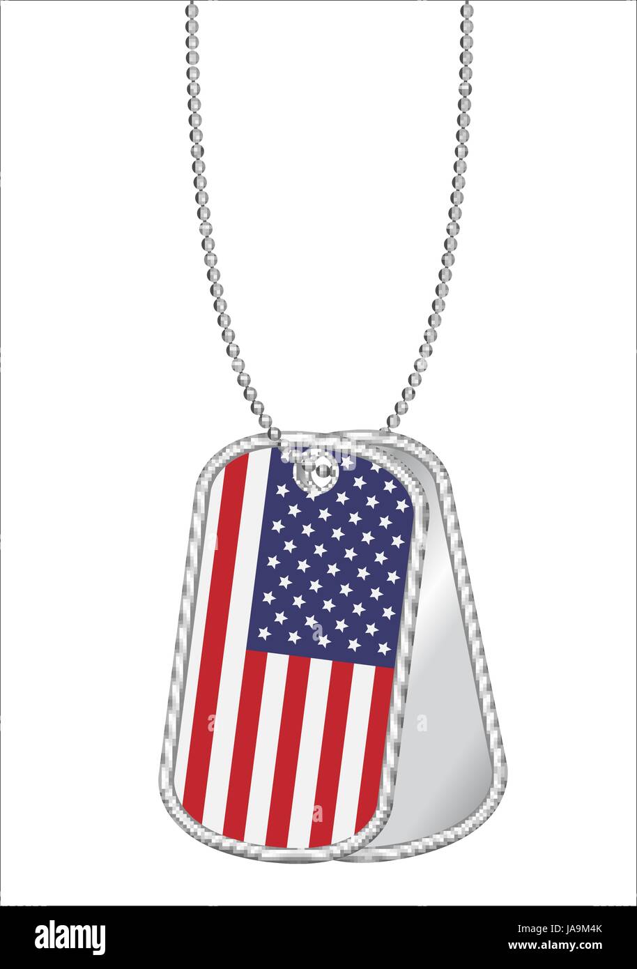 États-unis d'Amérique drapeau sur un dog tag en acier Illustration de Vecteur