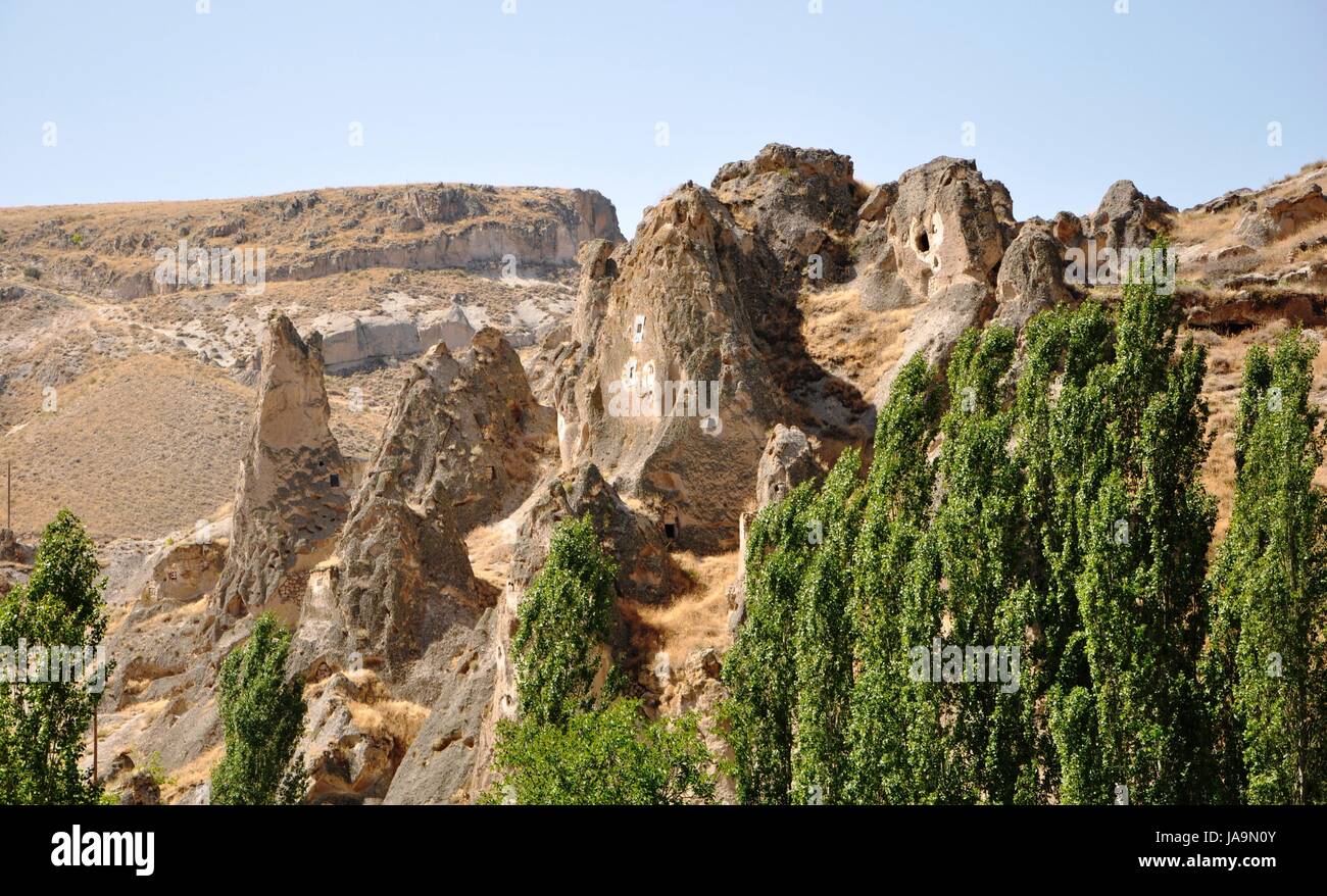 La Cappadoce, vert, brun, brun, brunette, randonnée pédestre, randonnée, randonnée, léger Banque D'Images