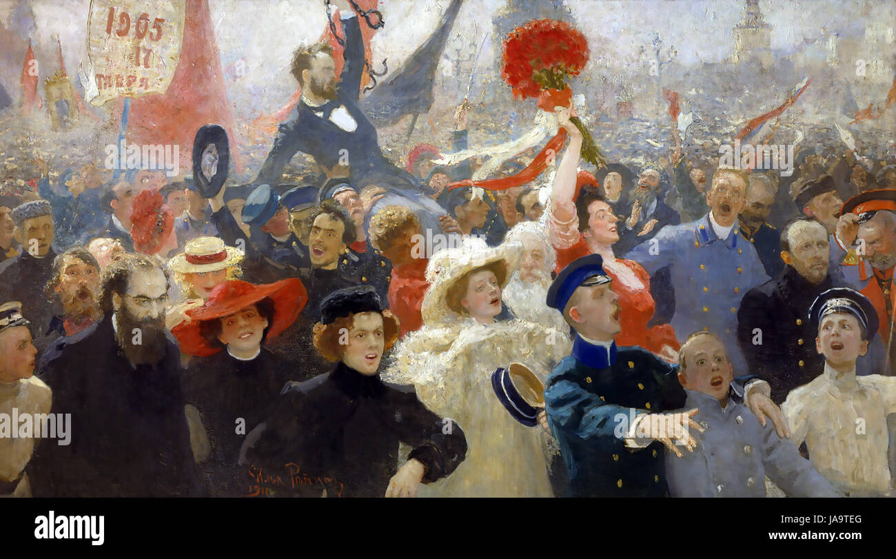 1905 Révolution russe. Peinture d'Ilya Repine en 1907 intitulée "sur démonstration 17 Octobre 1905' Banque D'Images