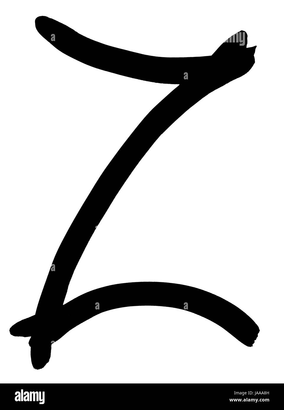 Lettre Z part écrit en encre noire sur fond blanc Banque D'Images