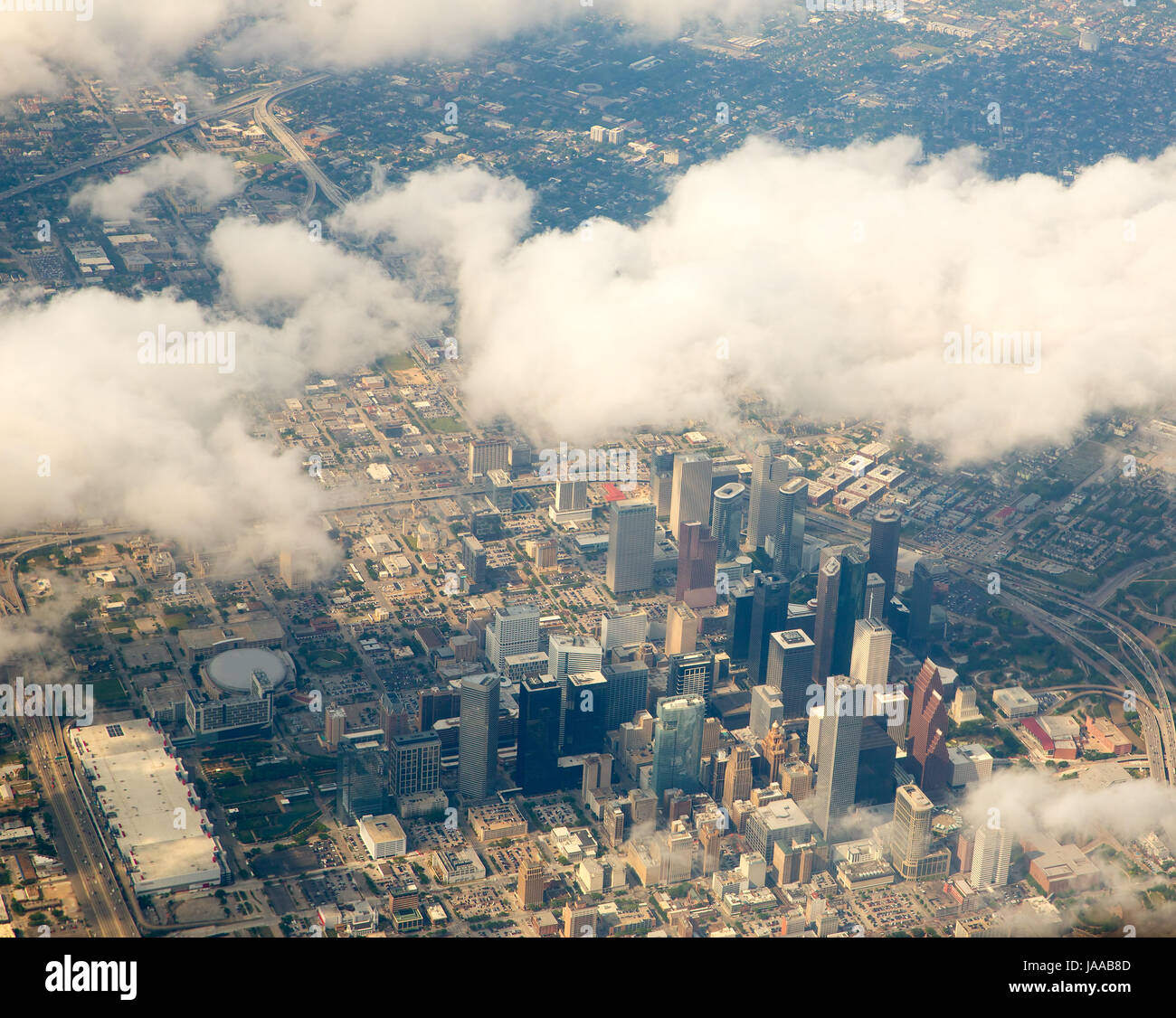 La ville de Houston au Texas vue depuis l'avion vue aérienne Banque D'Images