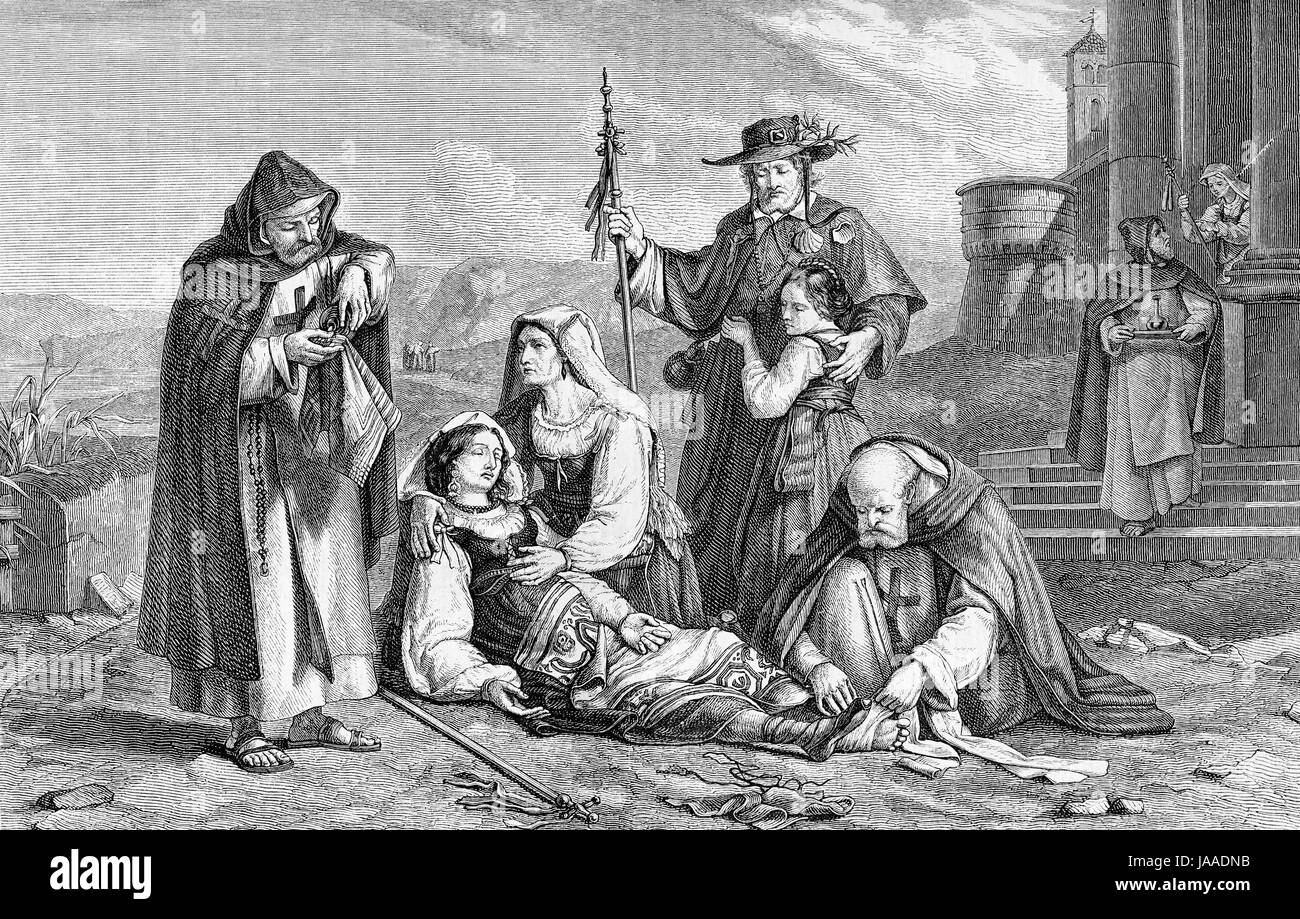 Pèlerinage à Rome, gravure DU XIXE SIÈCLE Banque D'Images