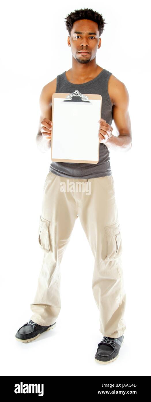 Belle afro-american man posing in a studio isolé sur un arrière-plan Banque D'Images