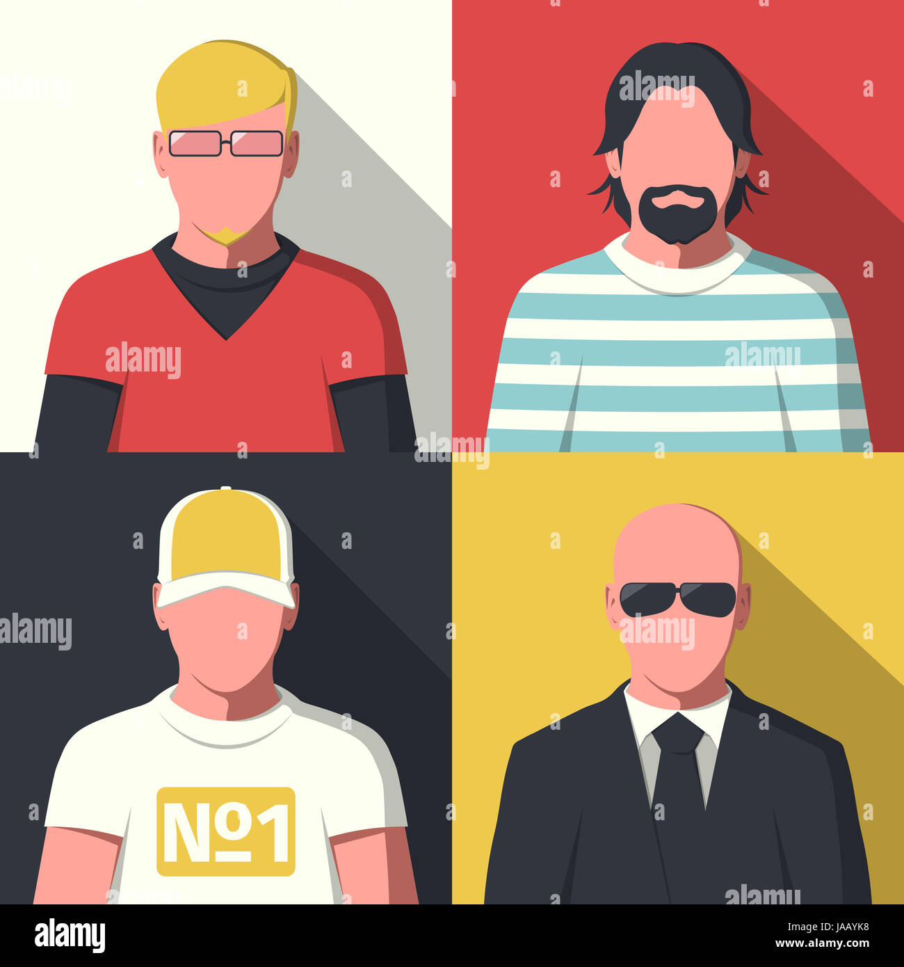 Silhouette de gens de télévision style. Avatar profil d'icônes. Banque D'Images