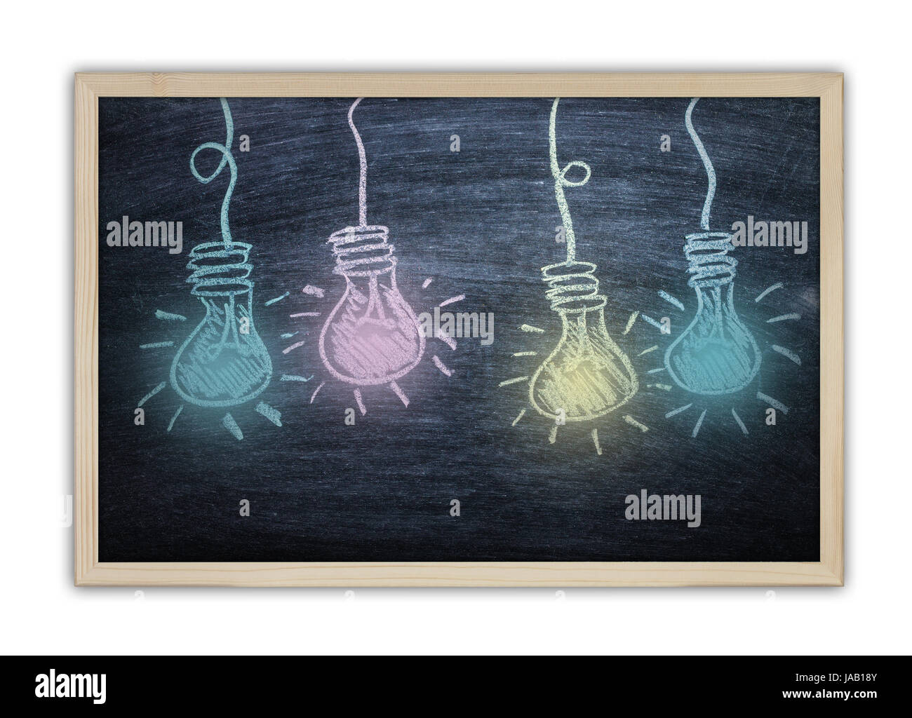 Dessin d'une idée de l'ampoule sur tableau noir Banque D'Images