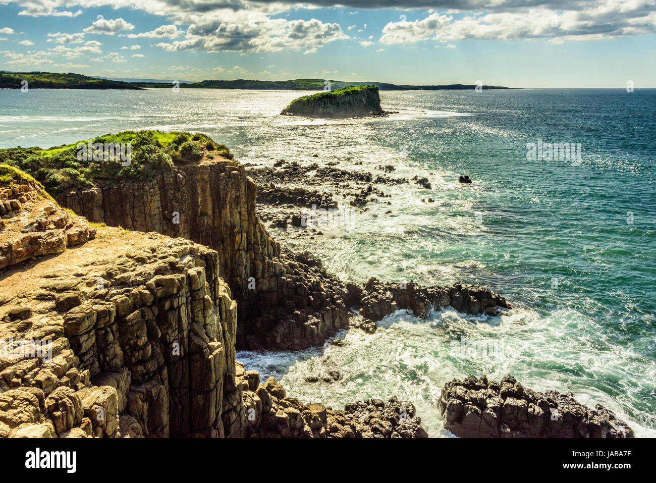 Vues de Minnamurra River, le point d'entrée et de l'île de la pile Banque D'Images