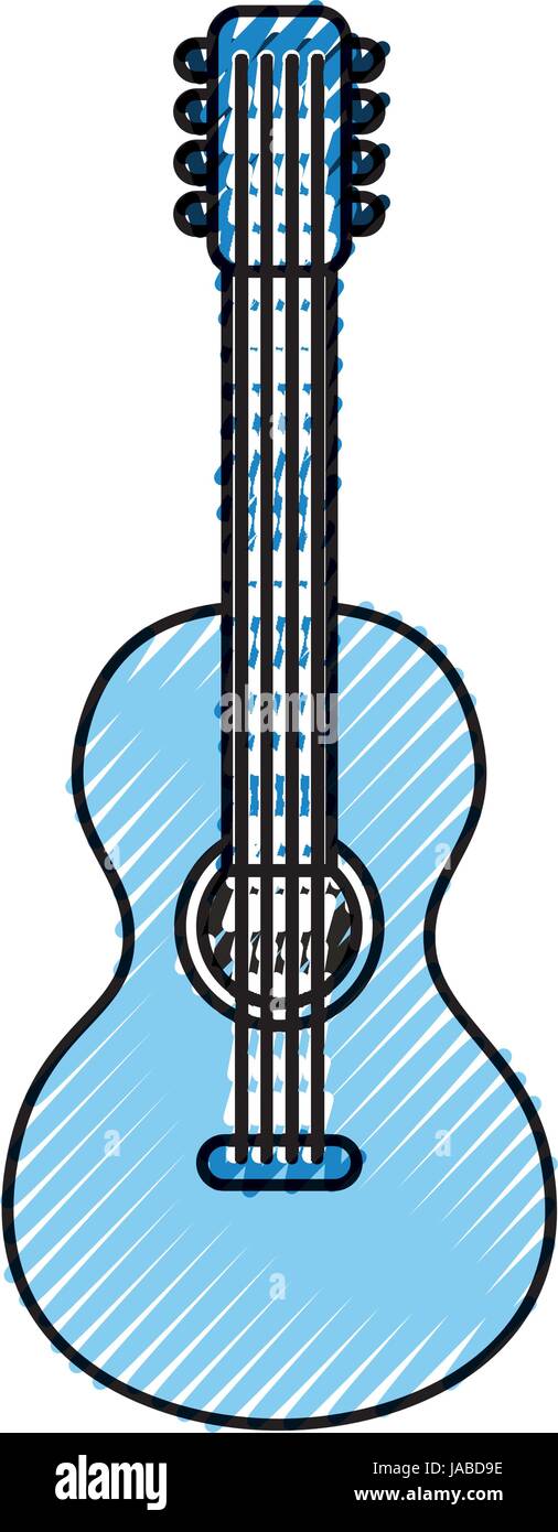 Icône de style hippie guitare Illustration de Vecteur