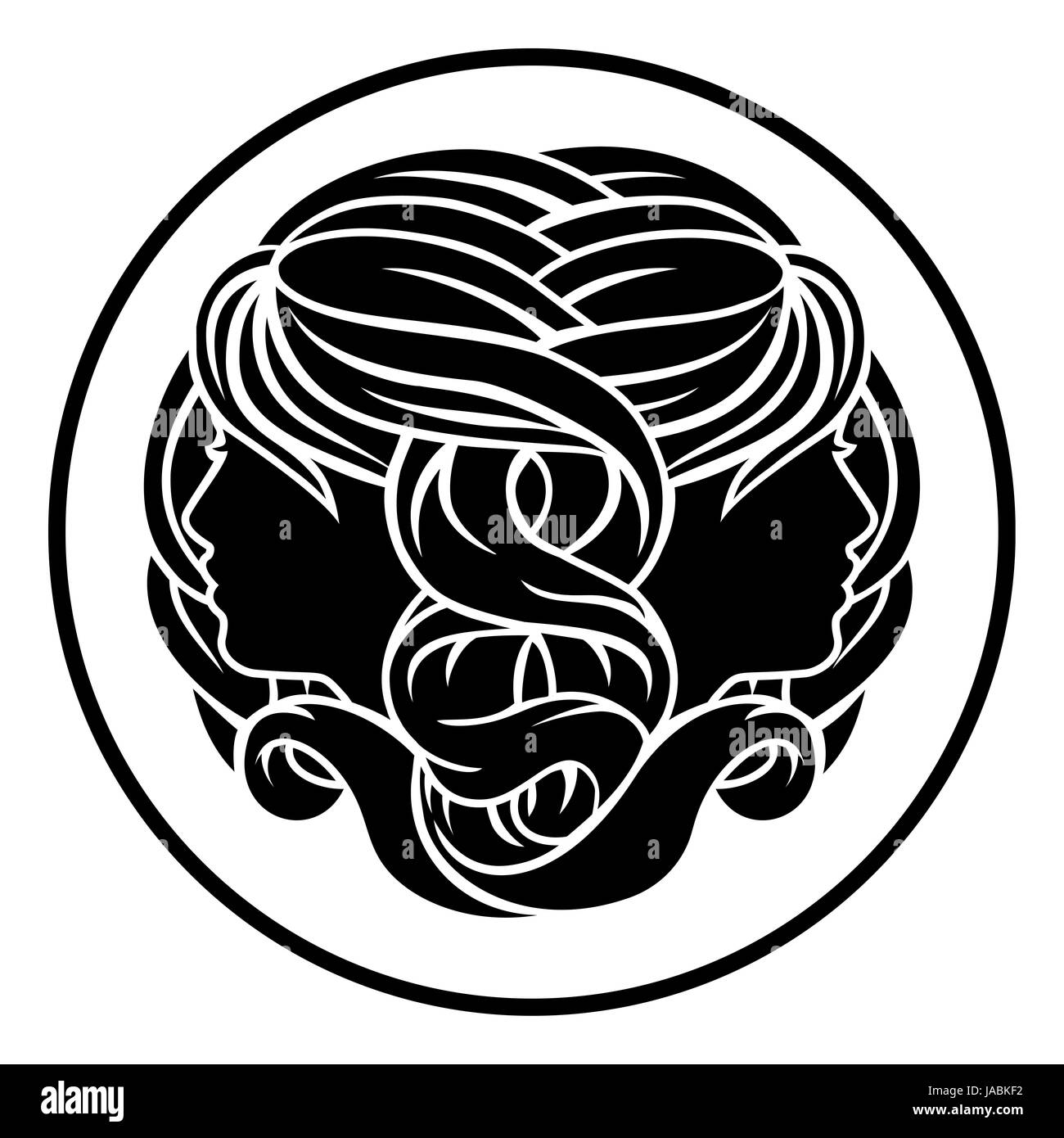 Une circulaire des jumeaux Gémeaux Astrologie horoscope signe astrologique icon Banque D'Images