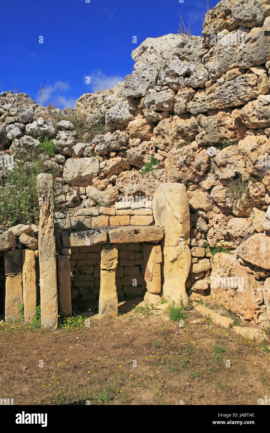 Mégalithique néolithique Ggantija 5500 ans temple mégalithique site Gozo, Malte Banque D'Images