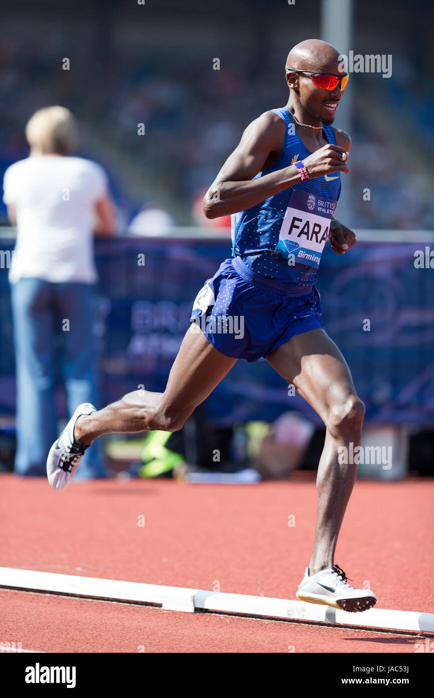 Mo Farah concurrentes dans les 3000m à la Ligue de Diamant 2016, Alexander Stadium, Birmingham, Royaume-Uni, le 6 juin 2016. Banque D'Images