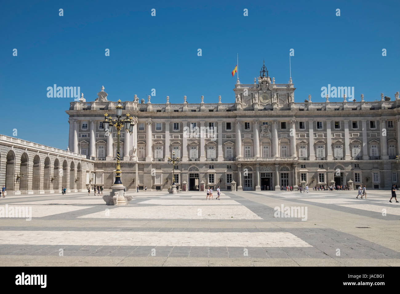 Architecture extérieure du Palacio Real (Palais Royal), Madrid , Espagne Banque D'Images