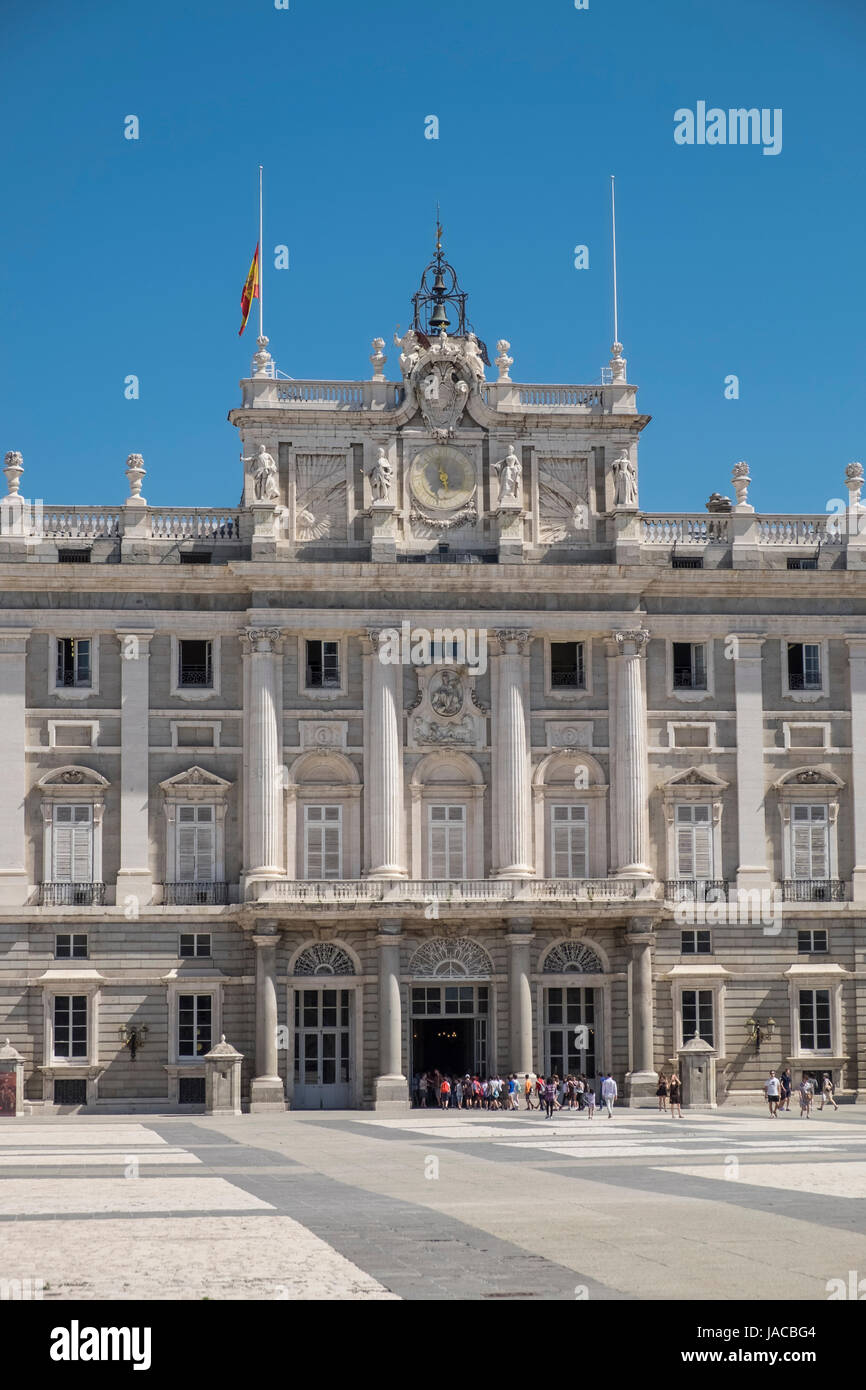 Architecture extérieure du Palacio Real (Palais Royal), Madrid , Espagne Banque D'Images