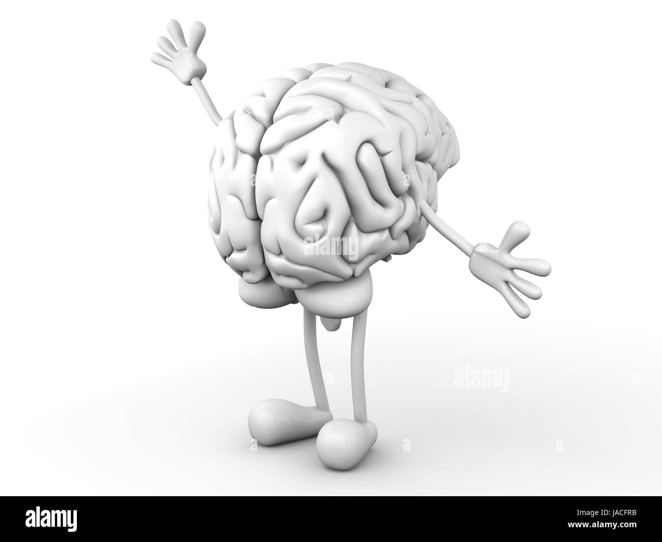 Une salutation Cartoon cerveau. Rendu 3D Illustration. Banque D'Images