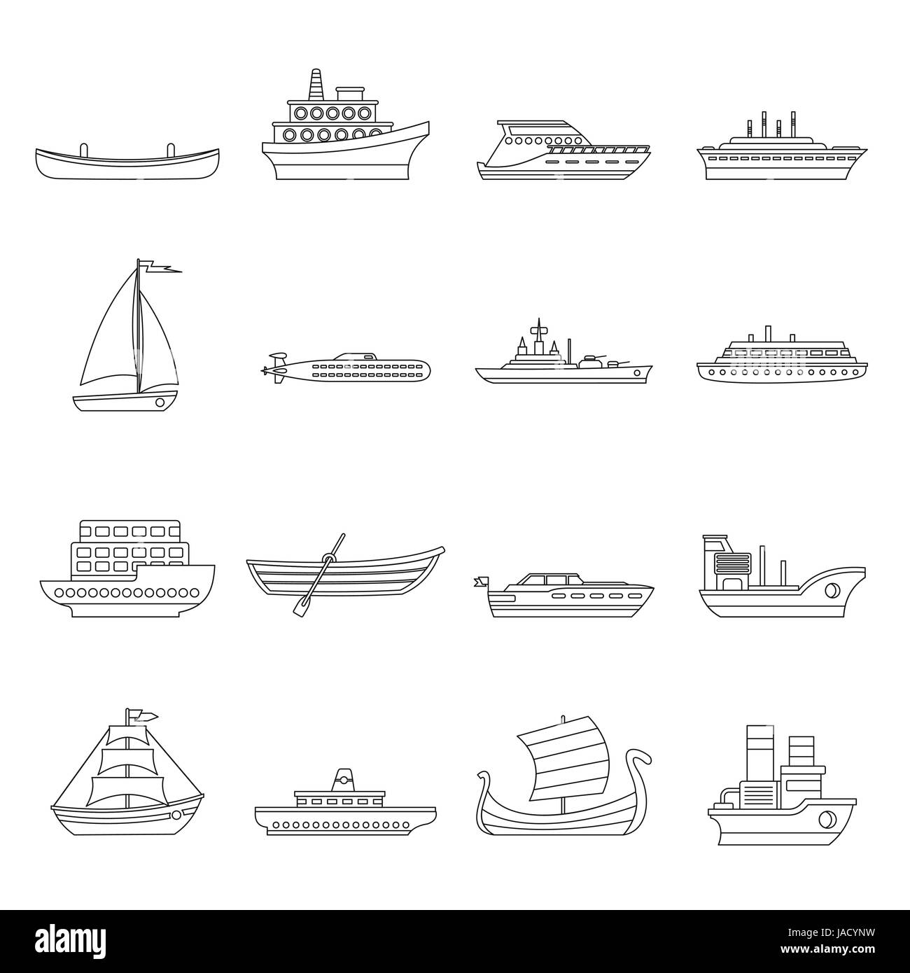 Le transport maritime icons set. Contours illustration de transport maritime 16 icônes vectorielles pour le web Illustration de Vecteur