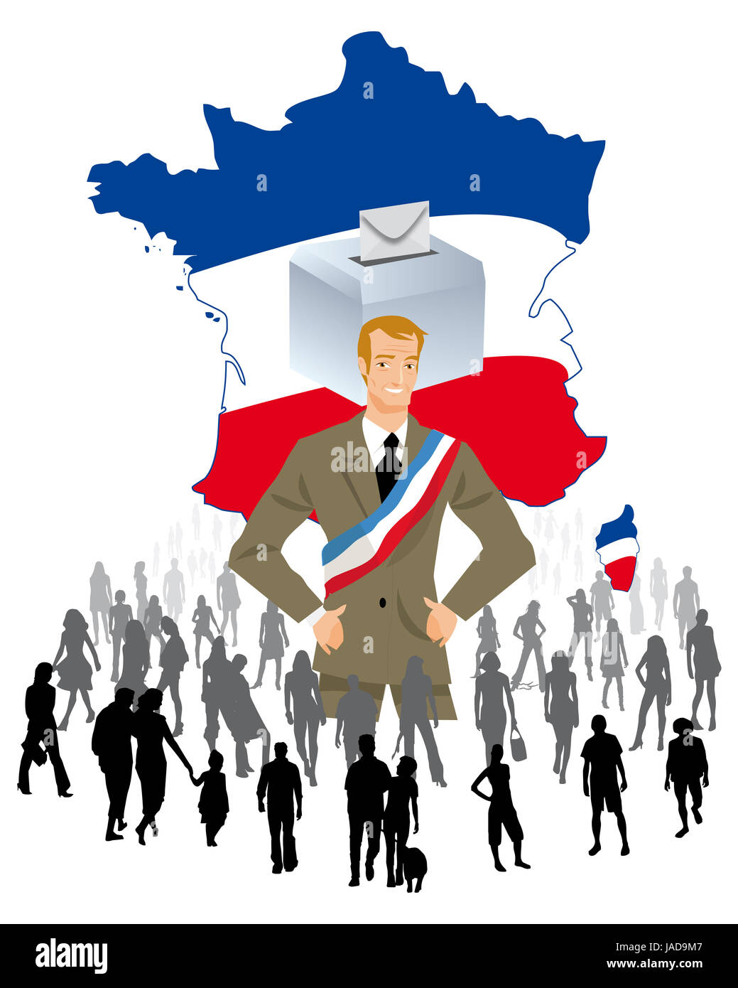 Une urne sur une carte de France des élections démocratiques des partis Banque D'Images