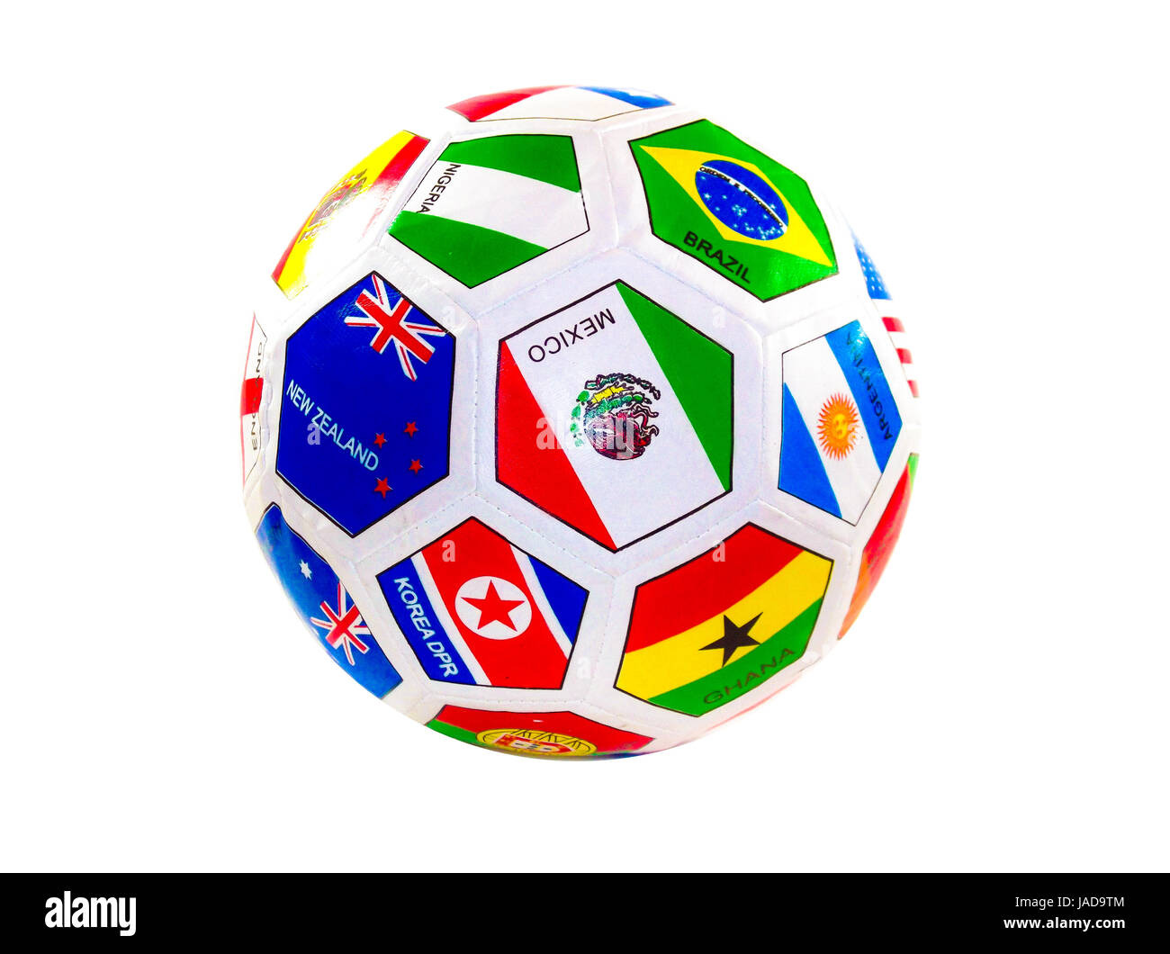 Ballon de soccer avec des drapeaux des pays (with clipping path) travail Banque D'Images