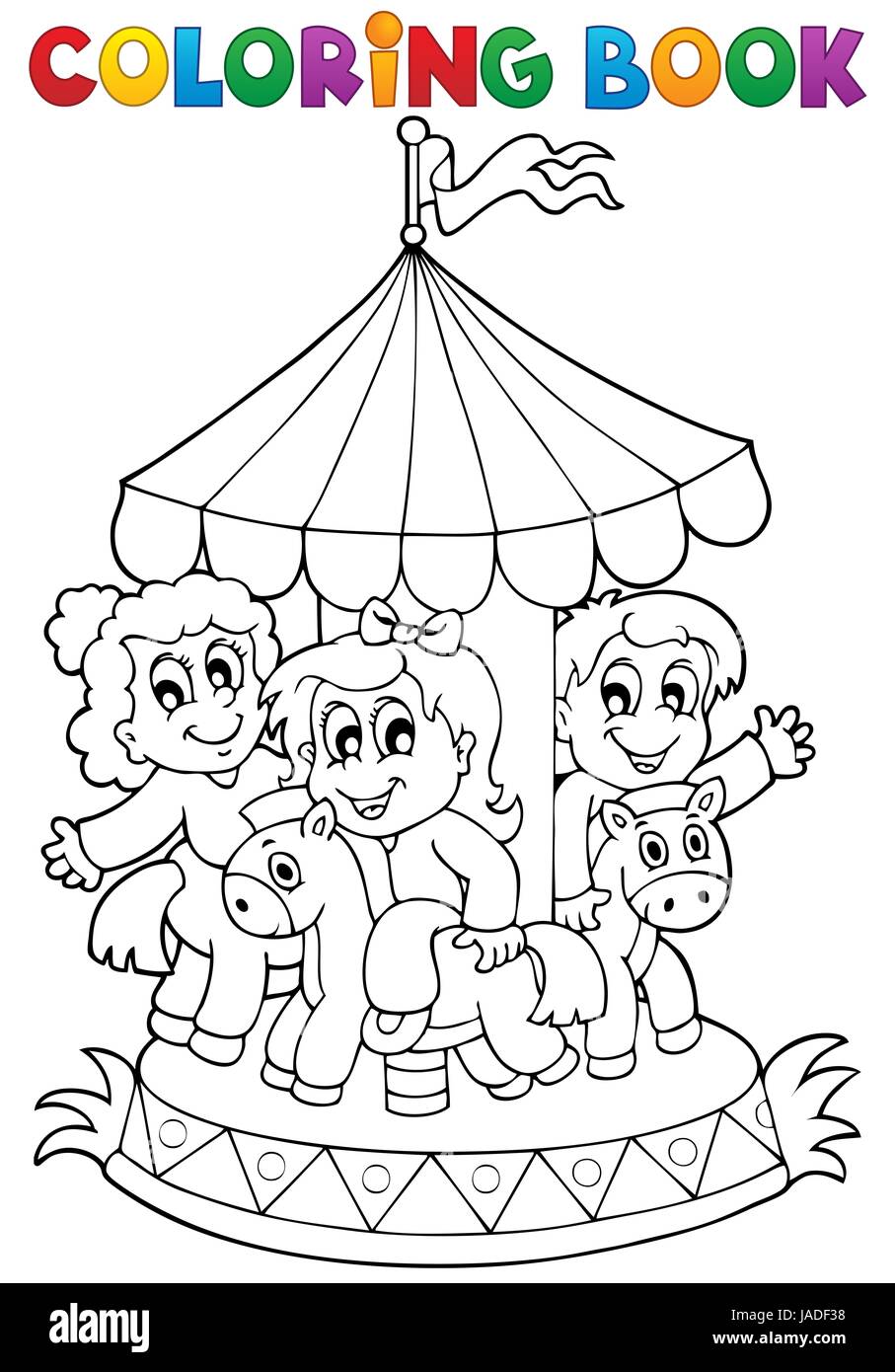 Carrousel à colorier Thème 1 - photo illustration Photo Stock - Alamy