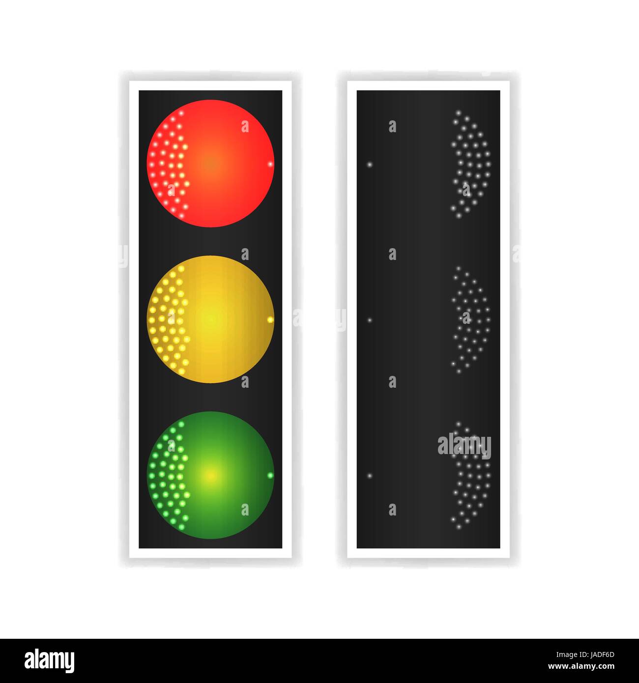 Feu de circulation routière vecteur. Panneau LED réaliste. Feux de la séquence rouge, jaune, vert. Rendez-vous, attendez, signaux d'arrêt Isolated On White Illustration de Vecteur