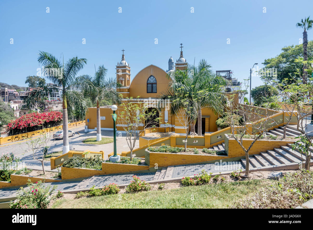 L'Église Coloniale Iglesia de la Ermita dans Barranco, Lima, Pérou Banque D'Images