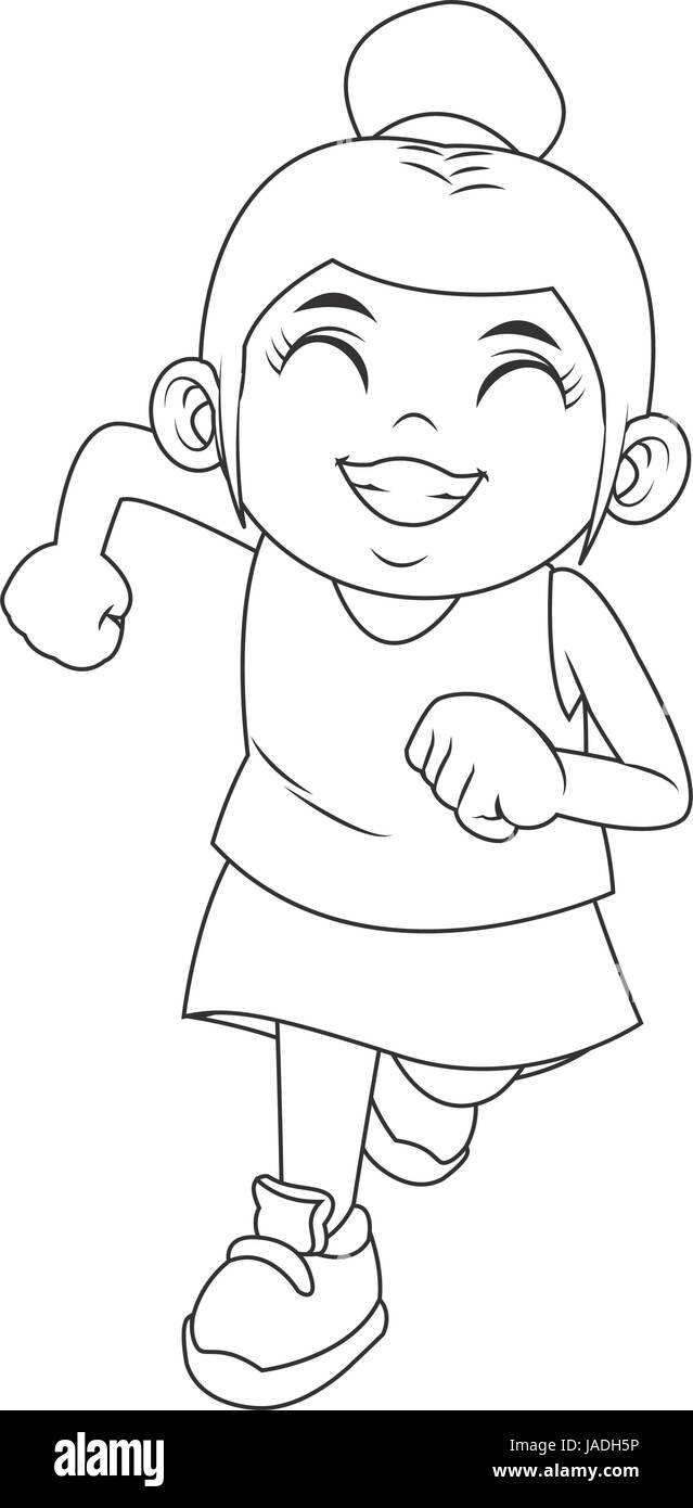 Fille mignonne avec ses cheveux attachés en un chignon cartoon Illustration de Vecteur