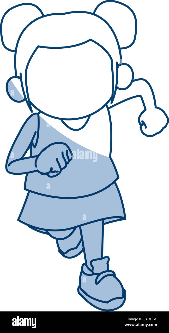 Fille mignonne avec ses cheveux attachés en un chignon cartoon Illustration de Vecteur