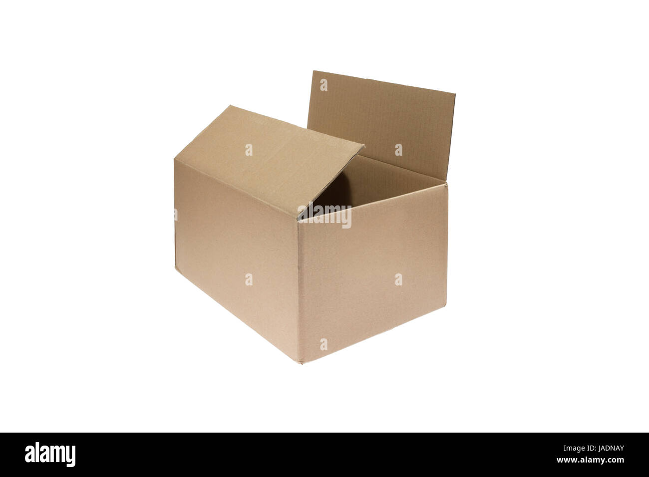 Halb Geöffnetes Paket freigestellt auf weißem Hintergrund - demi colis ouvert isolé sur fond blanc Banque D'Images