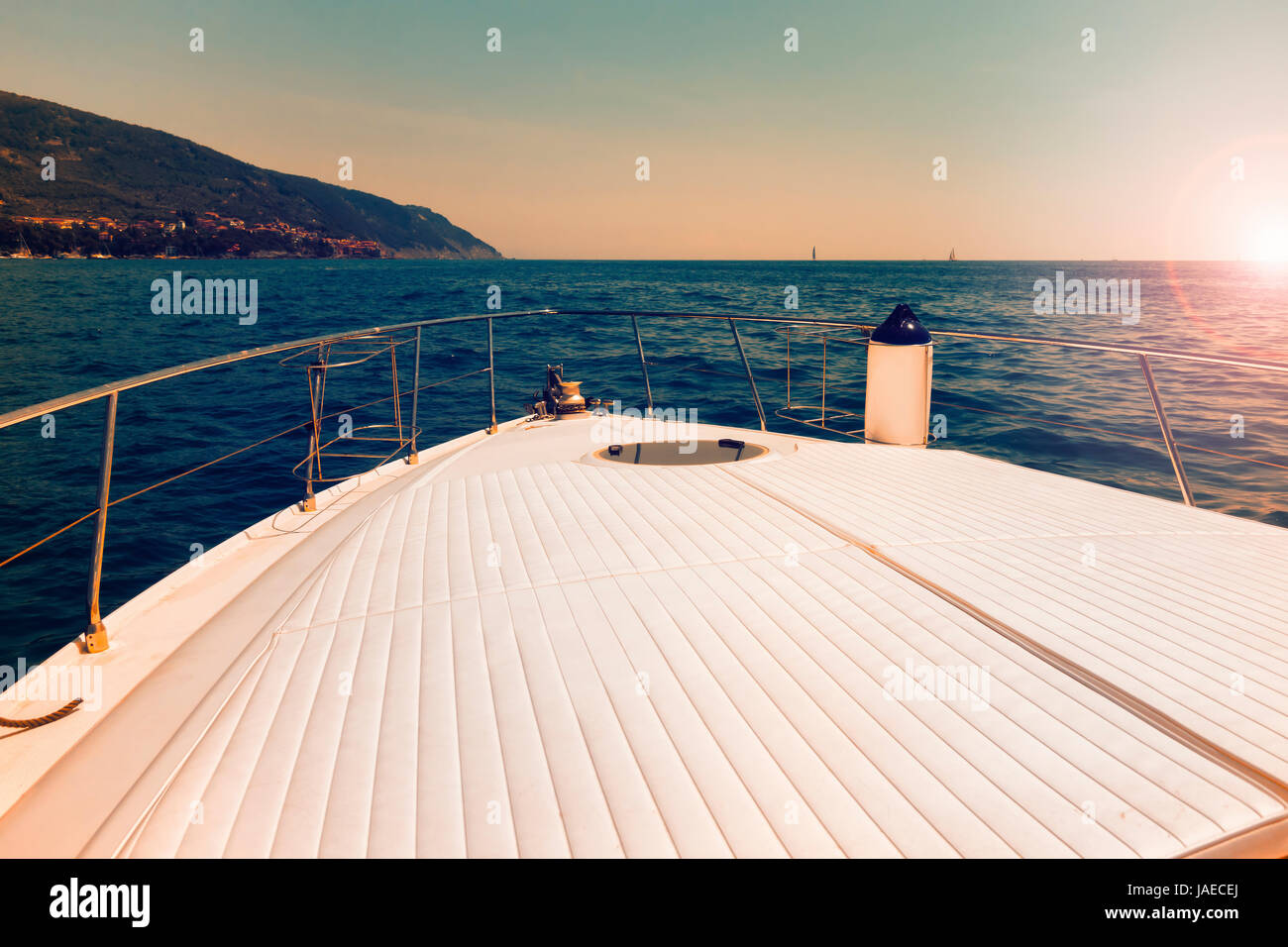 Coucher de soleil depuis le yacht Banque D'Images