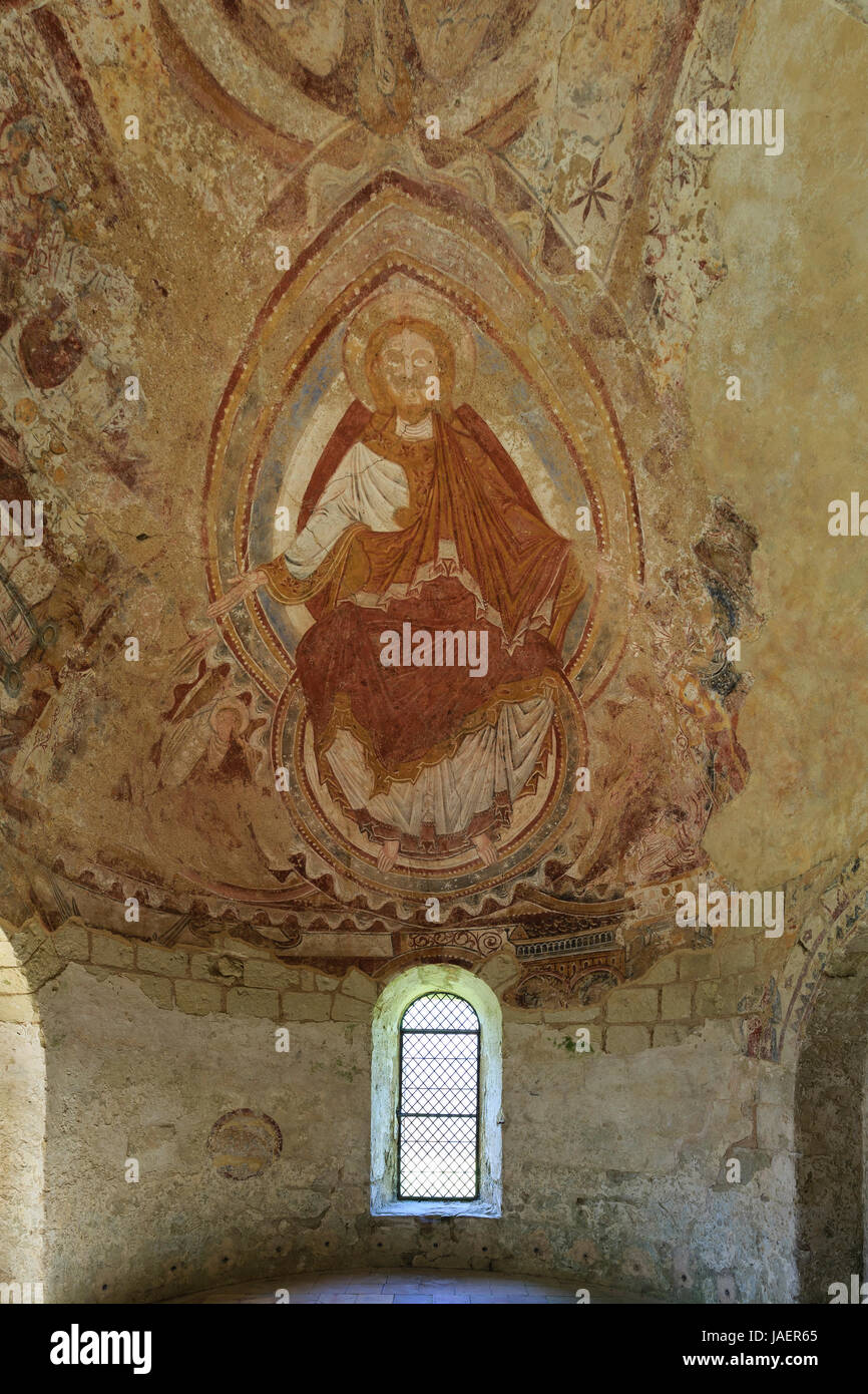 France, Loir et Cher, Montoire sur le Loir, Saint Gilles, fresques de la chapelle Banque D'Images