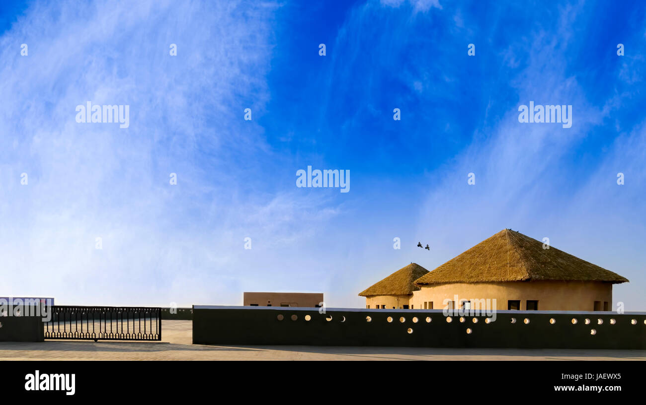 Chalets à grand Rann de Kutch (Rann Utsava), Gujarat, Inde Banque D'Images
