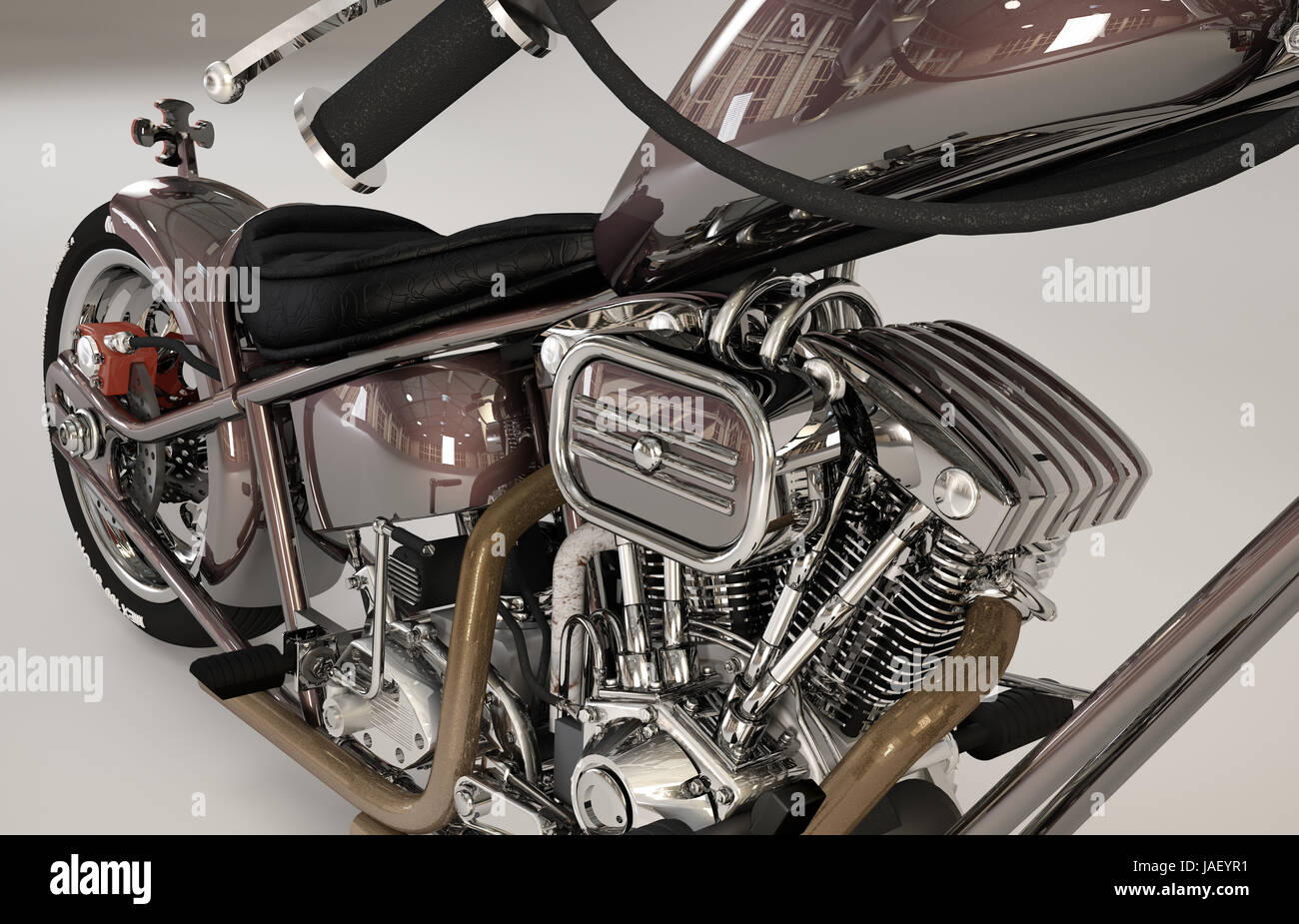 Illustration 3D et de rendu détail modèle moto Banque D'Images