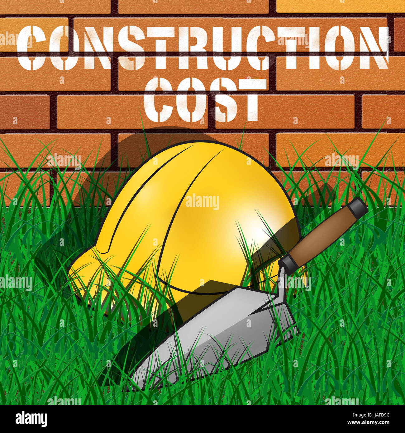 Coût de construction Builders Hat signifie des coûts de construction 3d illustration Banque D'Images
