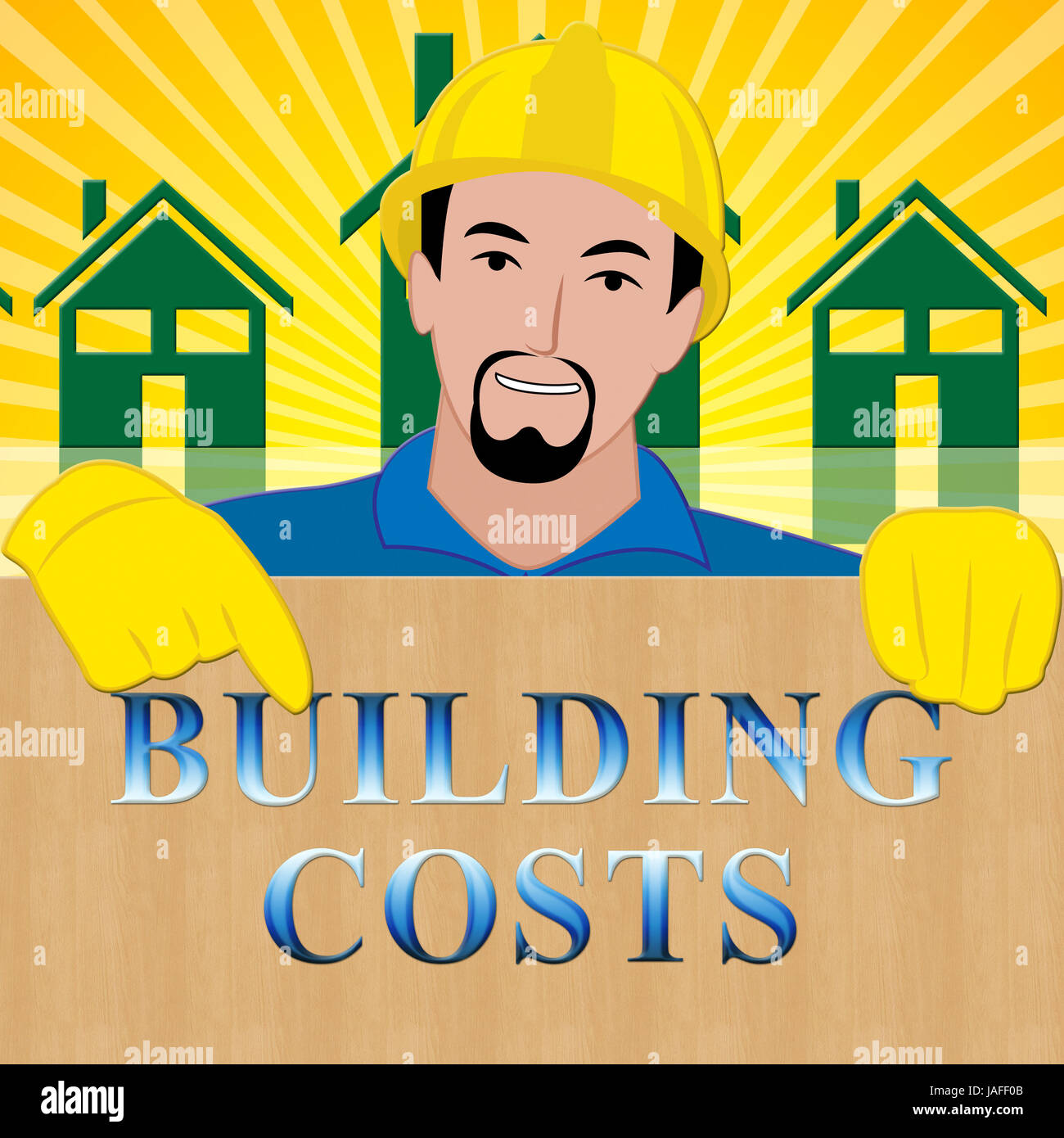 Les coûts de construction montre la construction d'une maison 3d illustration Banque D'Images